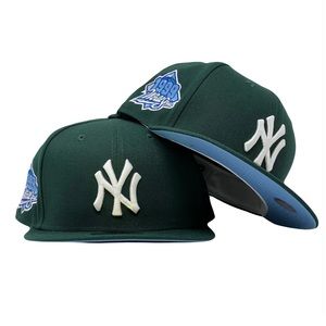 NEW YORK YANKEES 99 WORLD SERIES GREEN  NEW ERA FITTED MULTIPLE SIZES AVAILABLE.